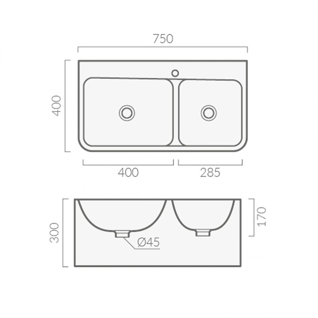 Lavabo suspendido cuadrado Klint