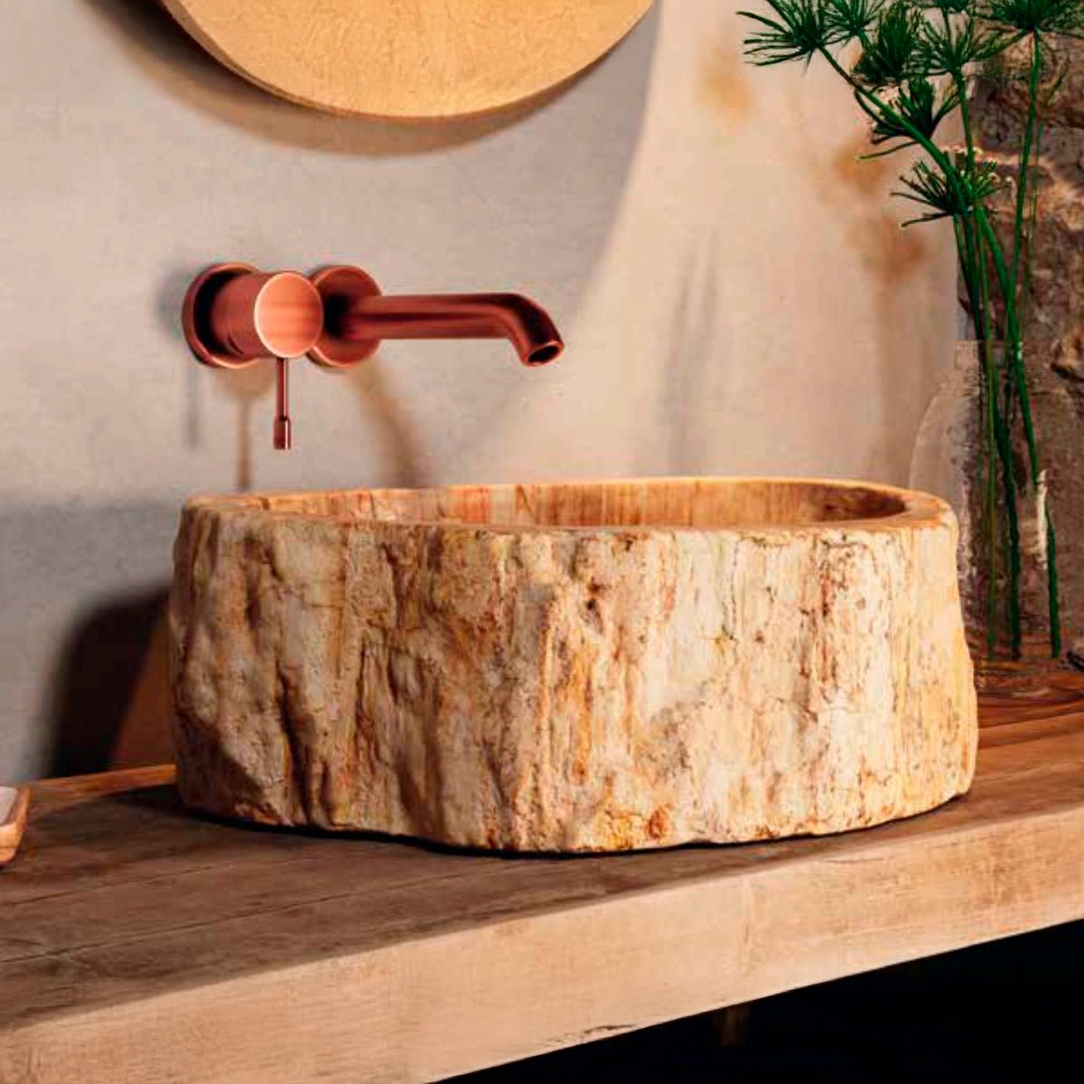 Lavabo de madera petrificada Petra - Thebath