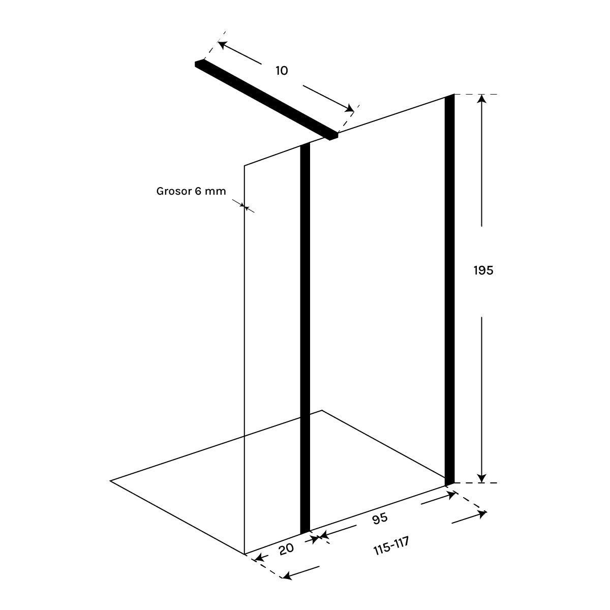 Mampara frontal fija abatible Esparta - Thebath