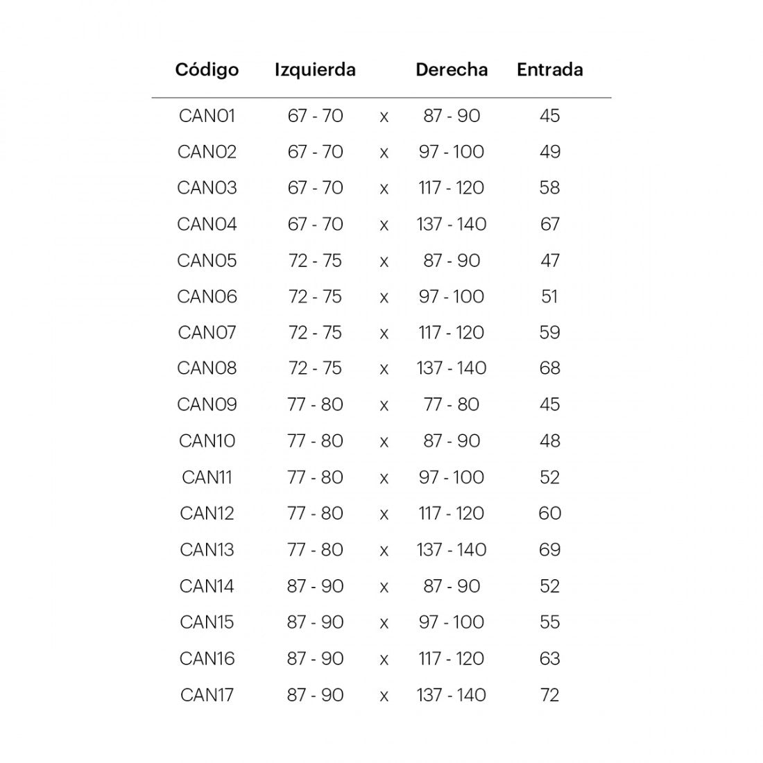 Mampara para ducha Rectangular Cancún