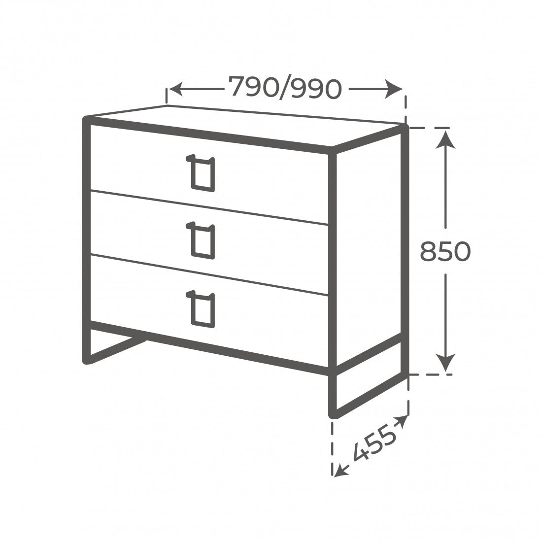 Mueble de baño tres cajones Gorbea
