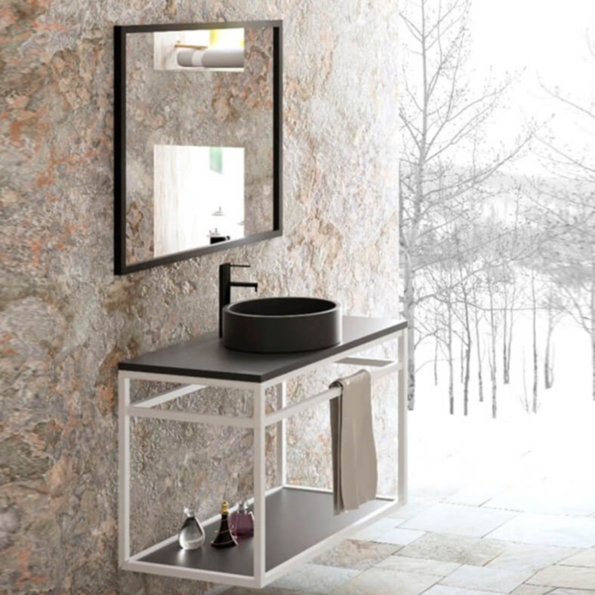 Mueble suspendido con toallero