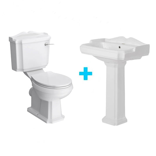 Inodoro Clásico York Style + Lavabo con pedestal York Style - Thebath