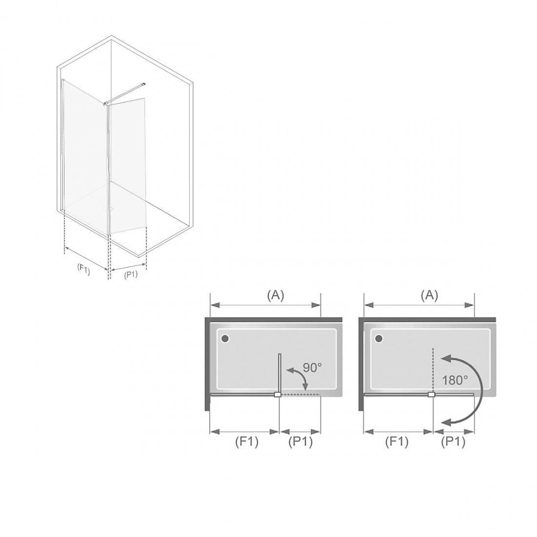 Panel fijo de ducha + abatible Polaris