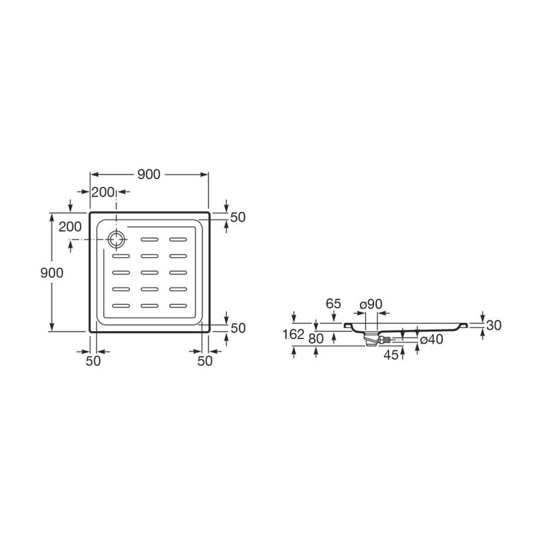 Plato de ducha acrílico cuadrado Easy