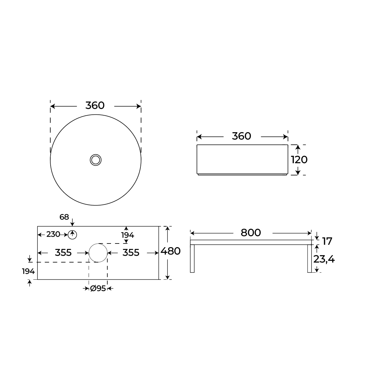 Lavabo y encimera Saona Round - Thebath