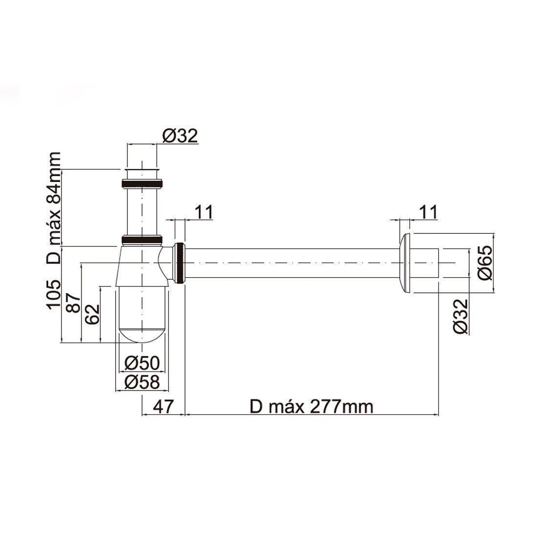Sifón botella lavabo Epoxi