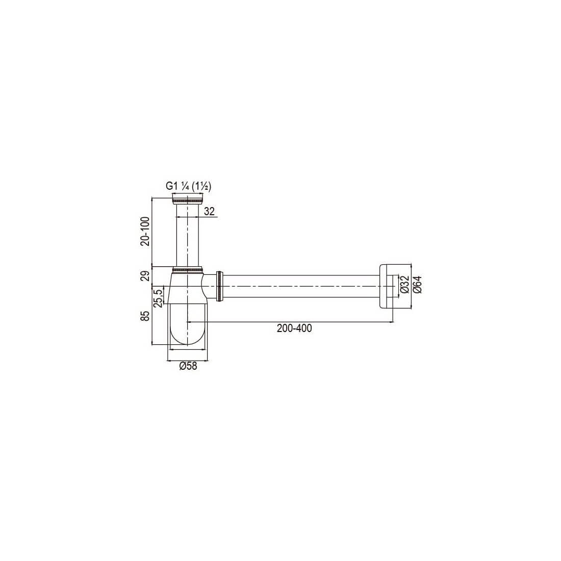 Sifon modelo B cromado
