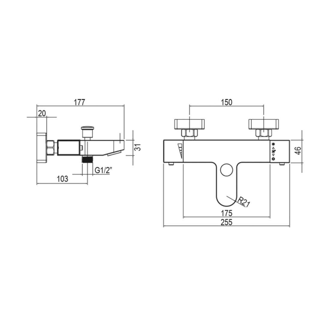 Termostático de bañera cromado Quark