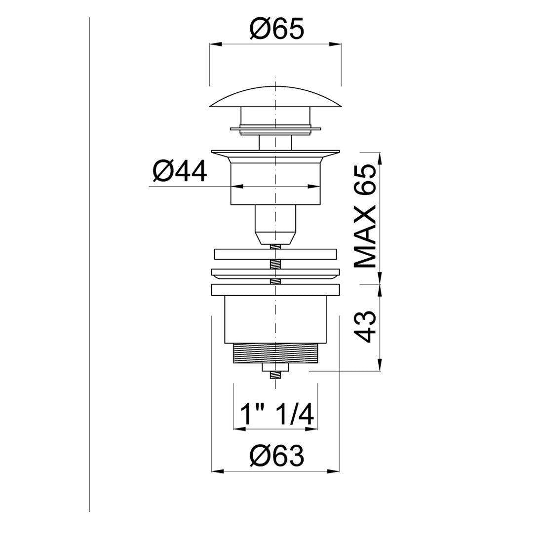 Válvula lavabo redonda Epoxi