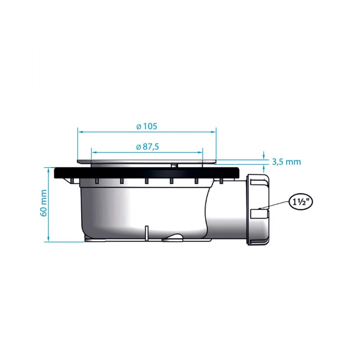 Valvula Sifonica Horizontal para Plato ducha Bay/Coruna