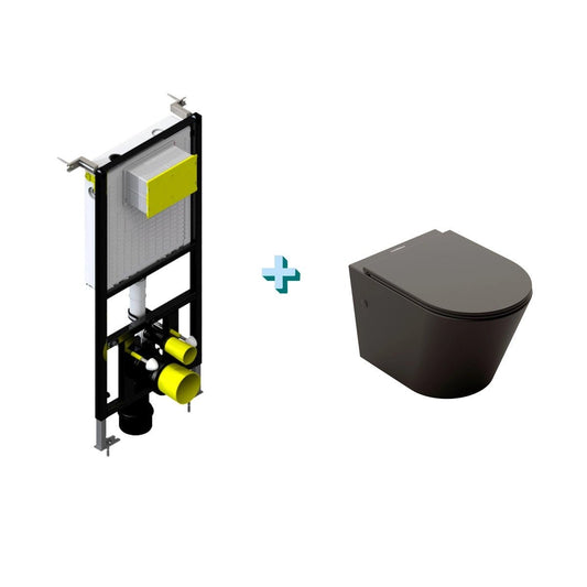 Pack sanita suspenso Venecia preto mate + autoclismo embutido