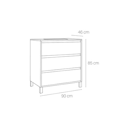 Móvel de banheiro 3 gavetas com pes Jade