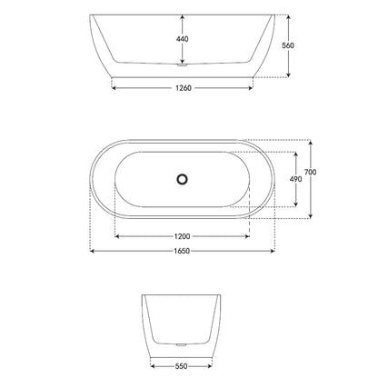 Banheira oval independente Volta