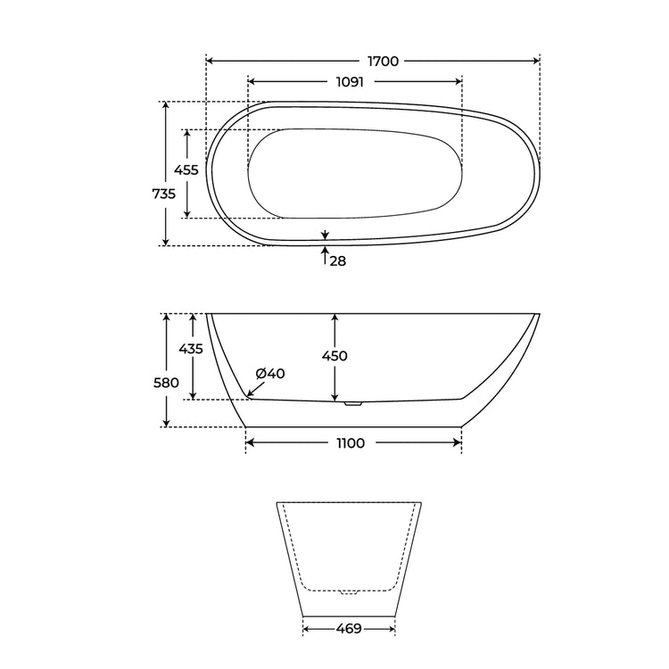 Banheira oval acrilica Elara