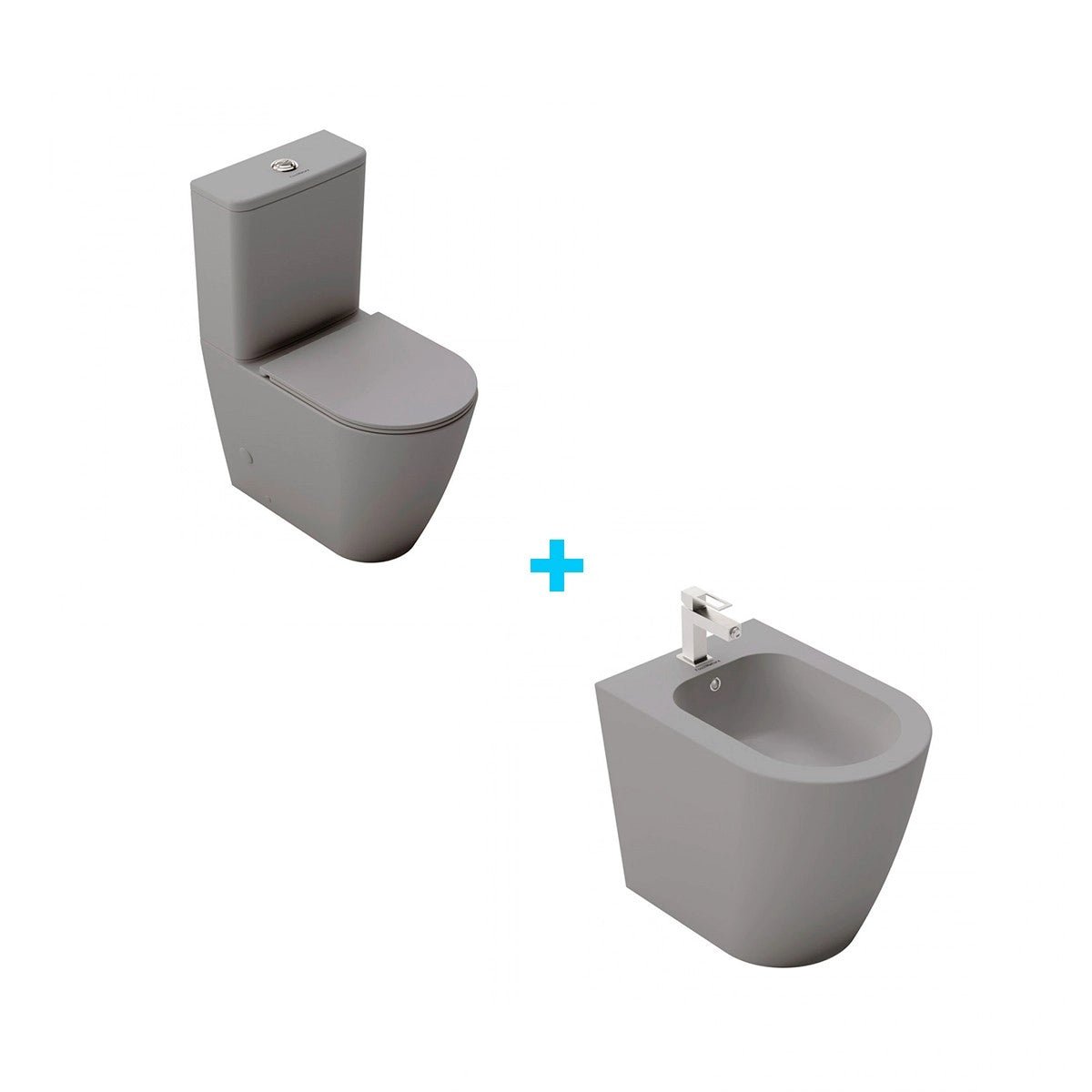 Pack inodoro + bidé gris mate Nápoles - Thebath