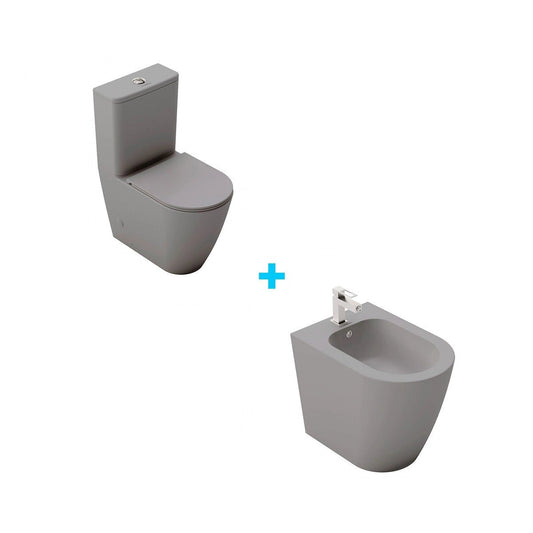 Conjunto sanita + bidé cinzento mate Nápoles