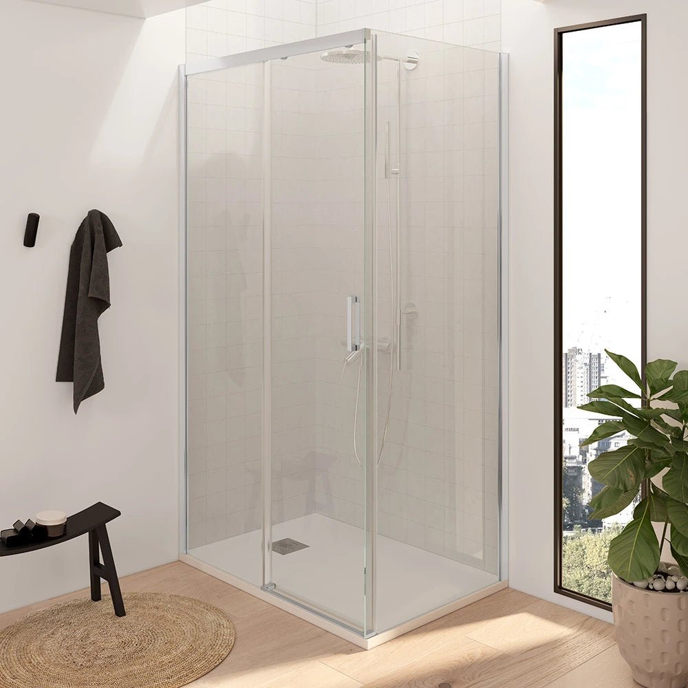 Mampara Sena rectangular 2 fijos + 1 puerta - Thebath