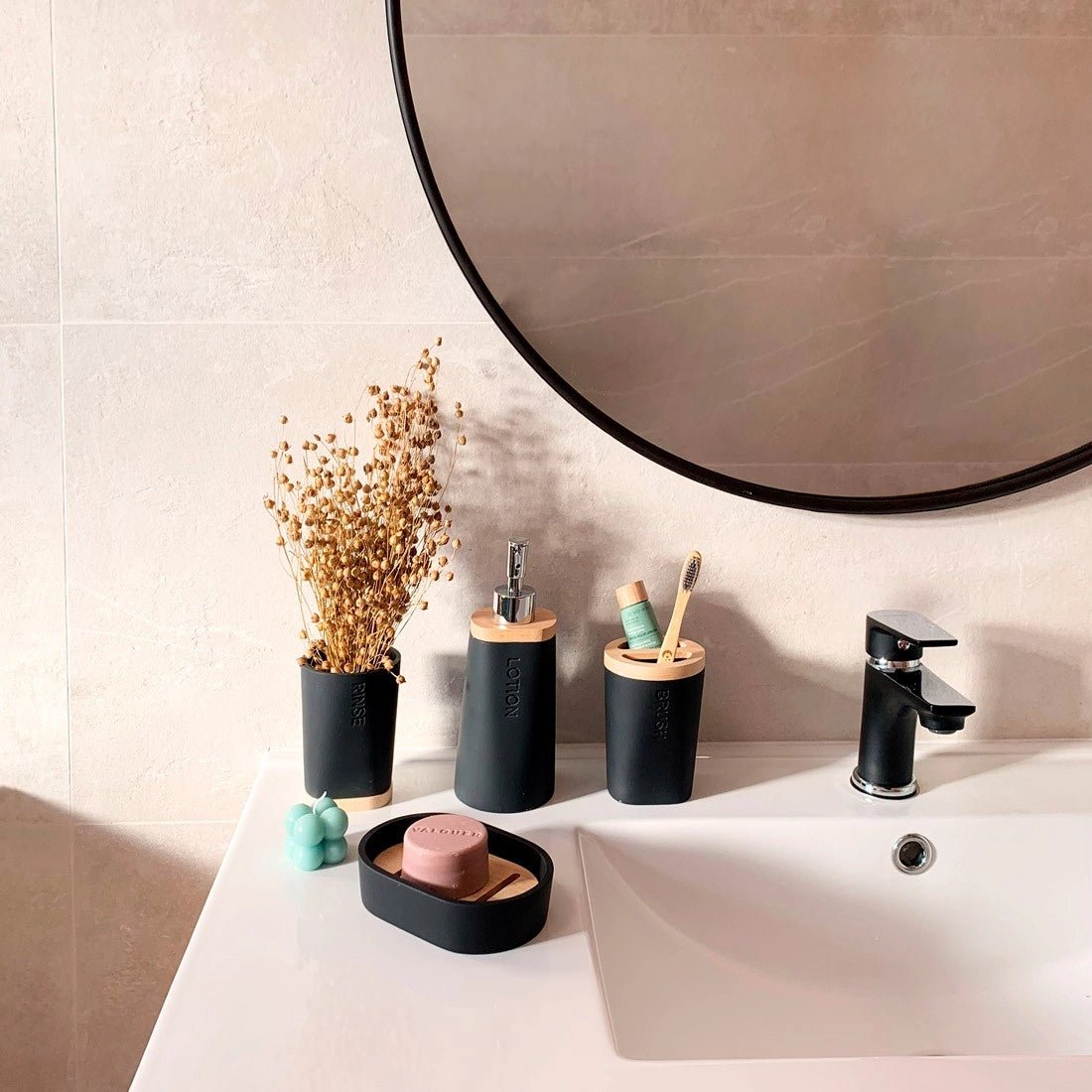 Accesorios baño negro mate