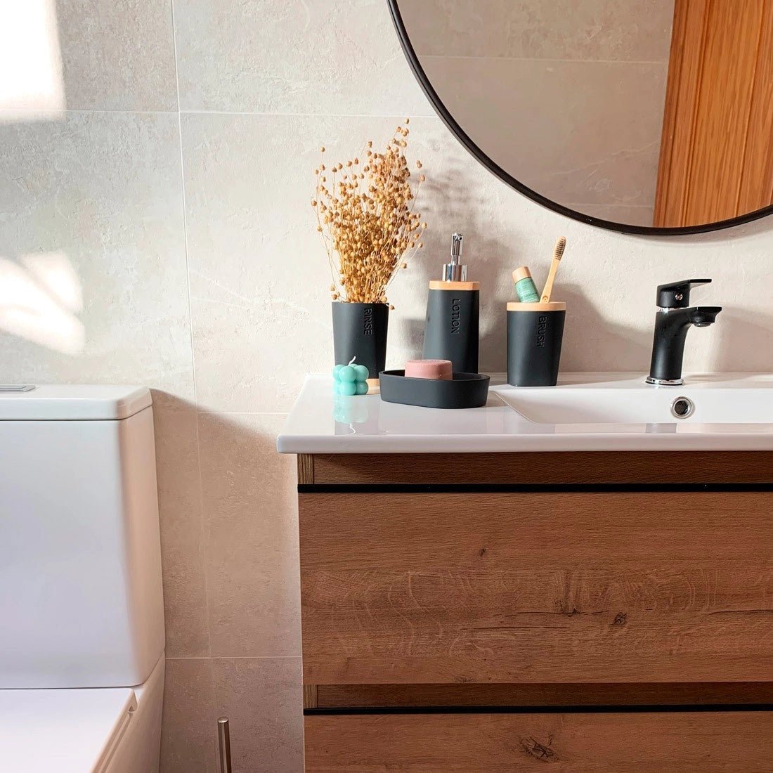 Accesorios baño negro mate
