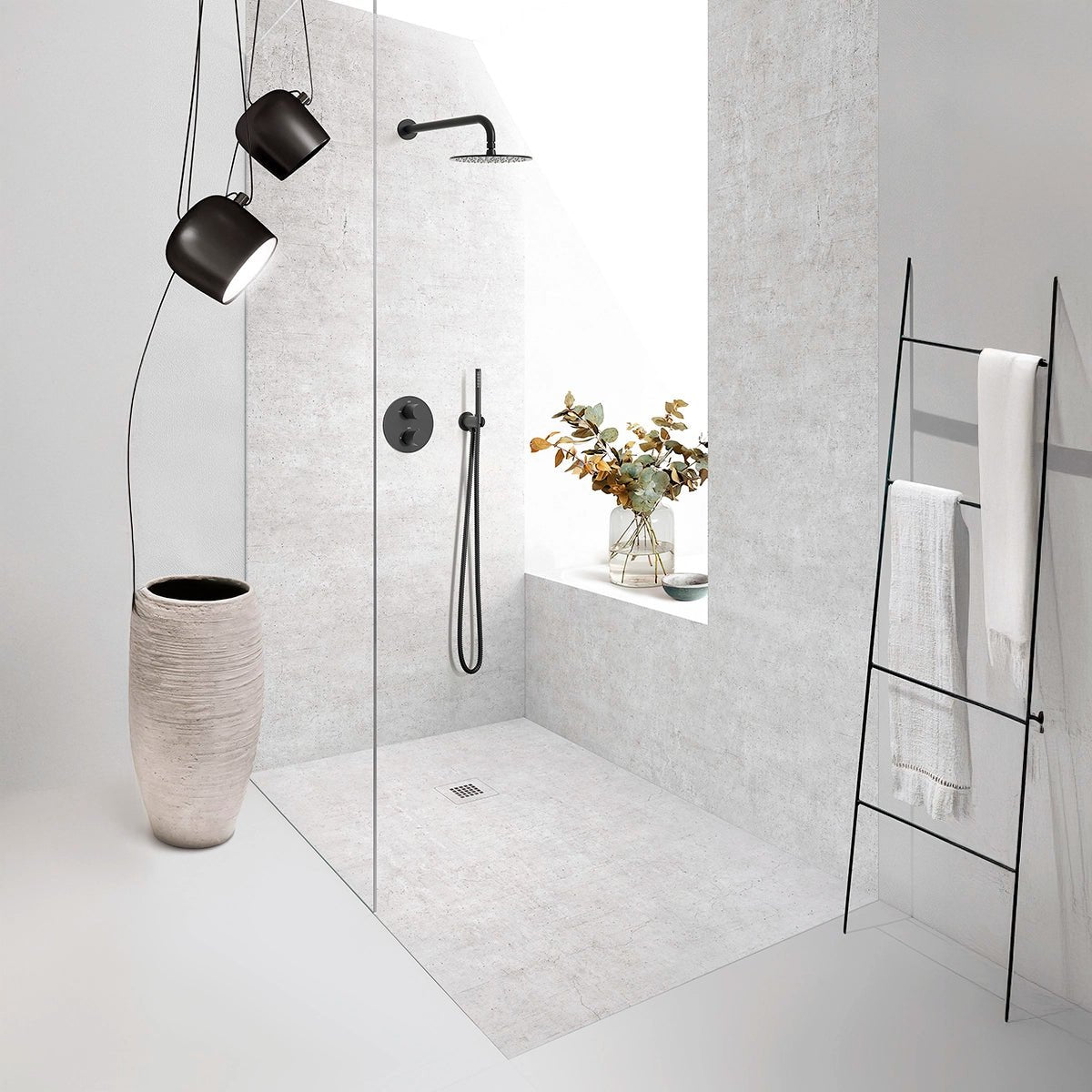 Plato de ducha gris cemento Calobra - Thebath