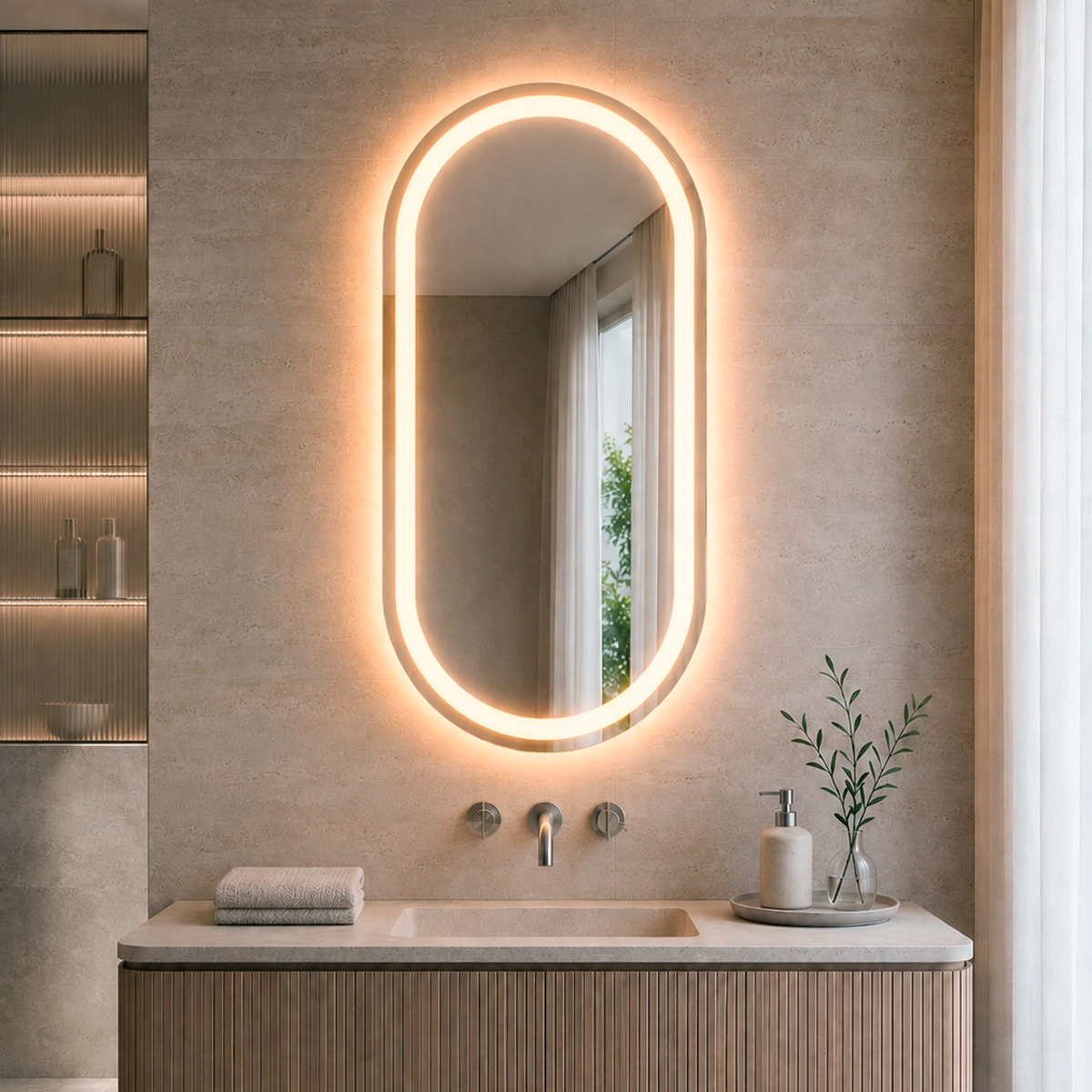 Espelho banho oval com luz Noxis