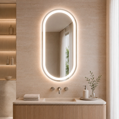 Espelho banho oval com luz Noxis