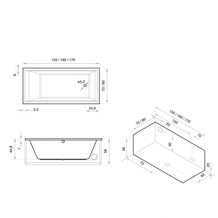 Banheira de encastrar Elite 170