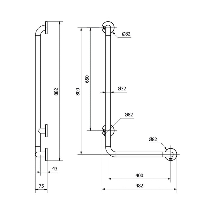 Barra fixa antiderrapante para deficientes