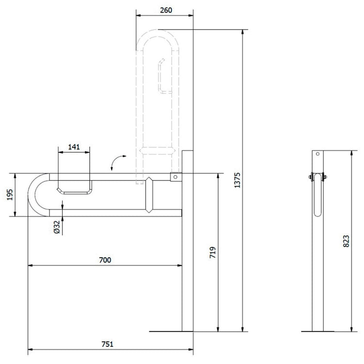 Barra desativada com coluna epóxi