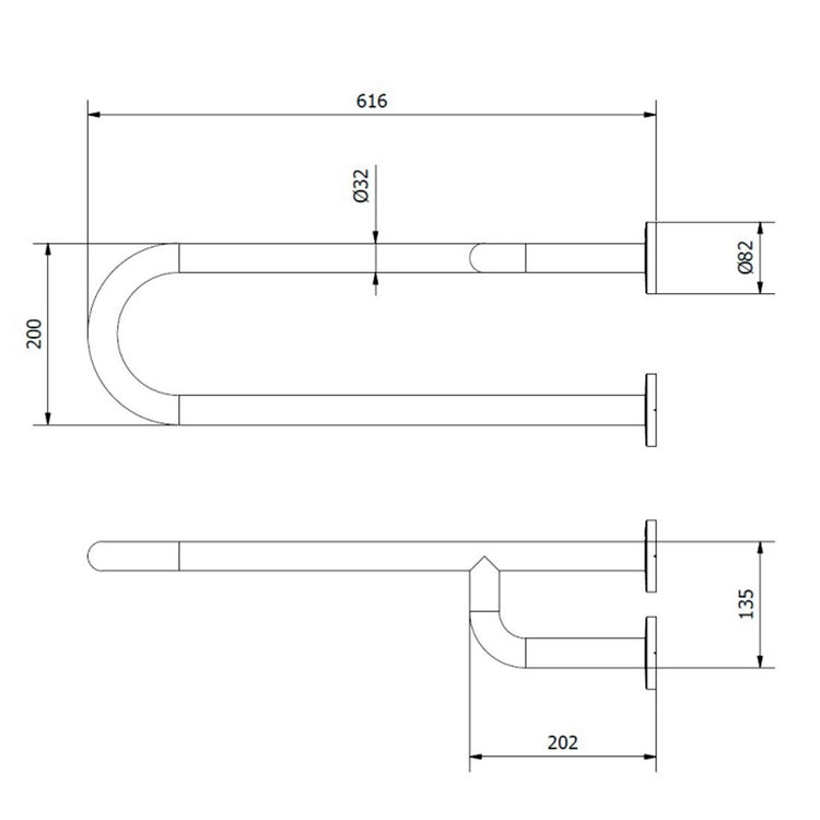 Barra fixa para deficientes antiderrapante