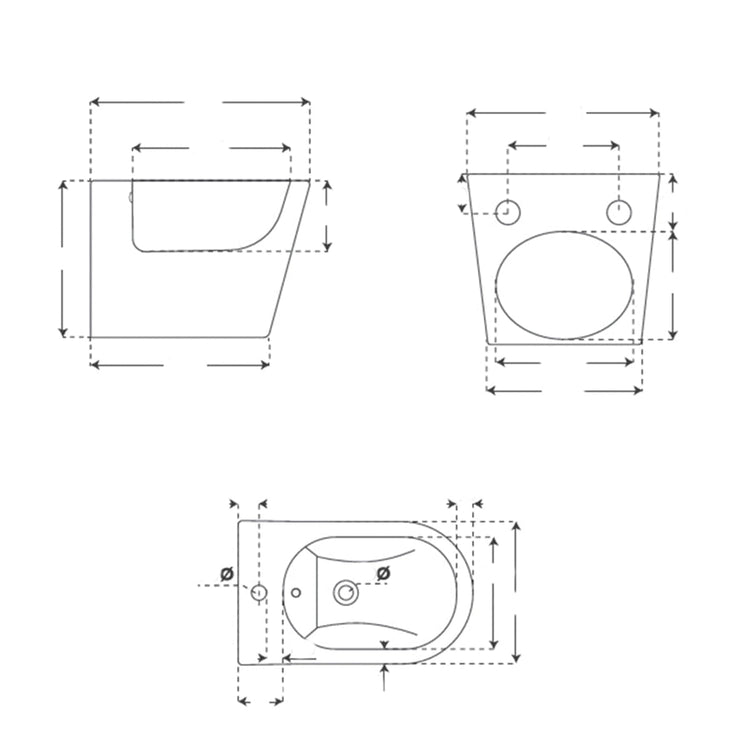 Bidé suspenso Branco-Dourado Umbra