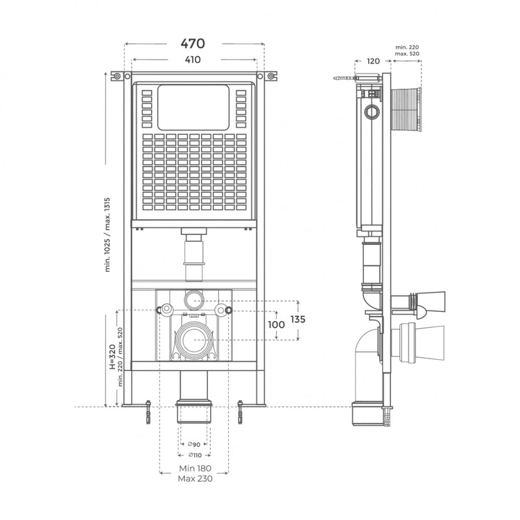 Cisterna embutida de parede Eren