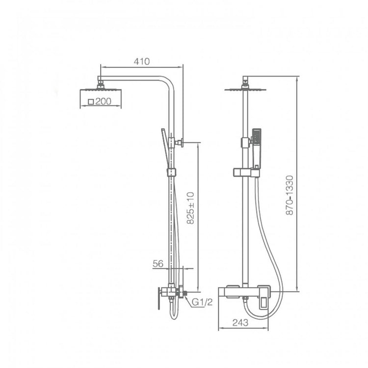 Coluna de chuveiro de alavanca preta Suecia