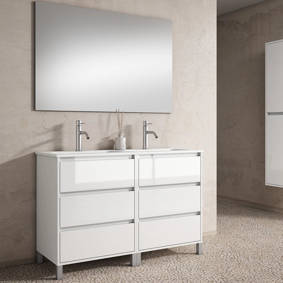 Conjunto mueble baño y lavabo 2 senos Jade - Thebath