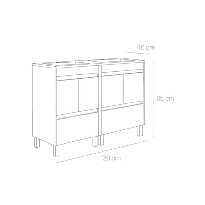 Conjunto mueble baño y lavabo doble Carla - Thebath