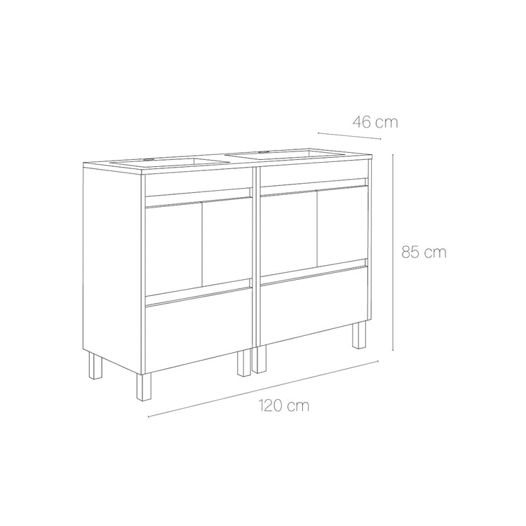 Conjunto de móveis de casa de banho com lavatório duplo Carla