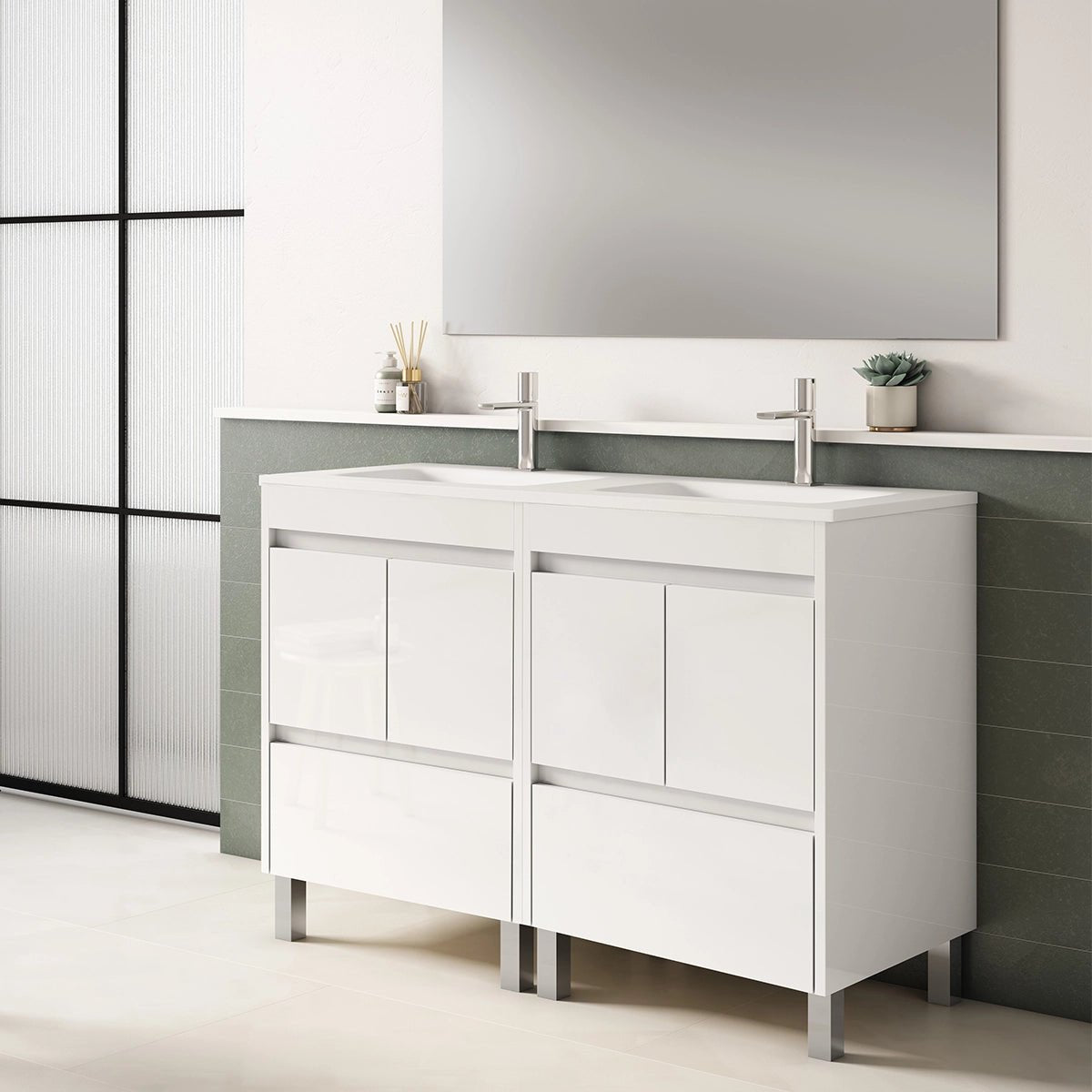 Conjunto mueble baño y lavabo doble Carla - Thebath