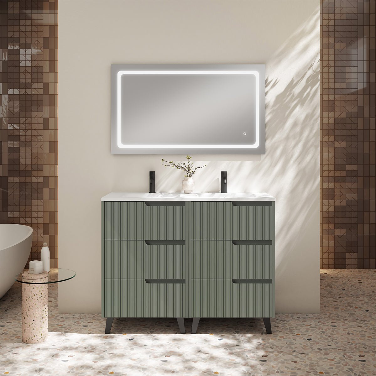 Conjunto mueble baño y lavabo doble Ezio - Thebath