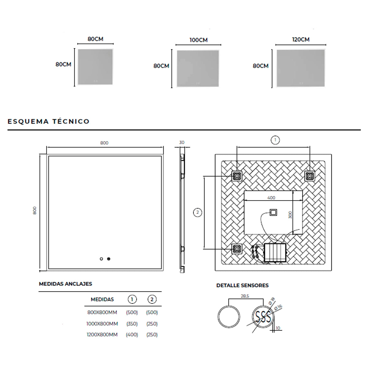 Espelho de casa de banho Boston