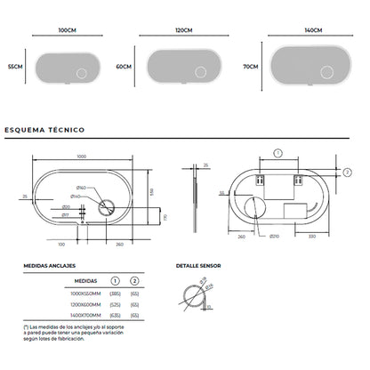 Espelho de casa de banho de aumento Indiana