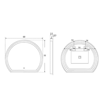 Espelho de casa de banho Vesta com 1 botão