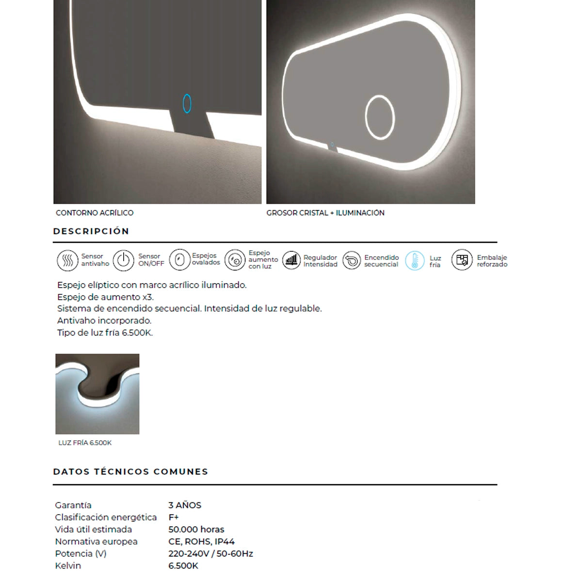 Espelho de casa de banho de aumento Indiana