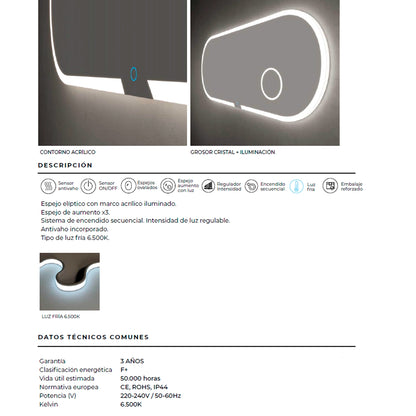 Espelho de casa de banho de aumento Indiana
