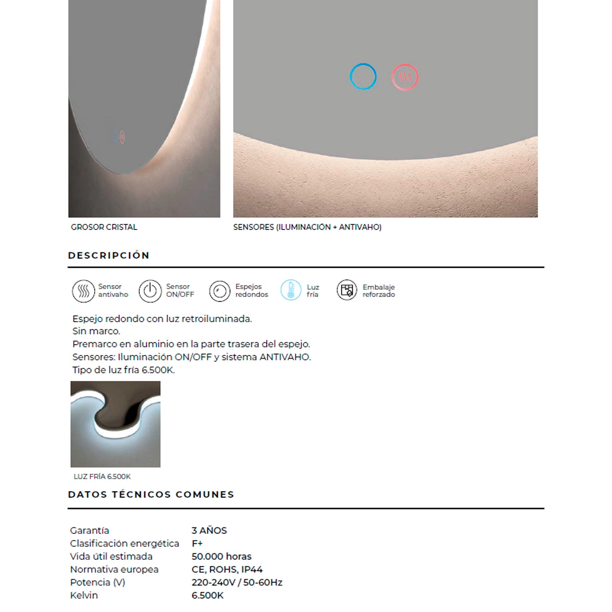 Espelho moderno com luz led Lisboa