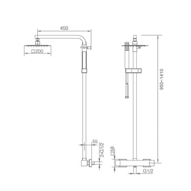 Coluna Termostática Quadrada Vigo