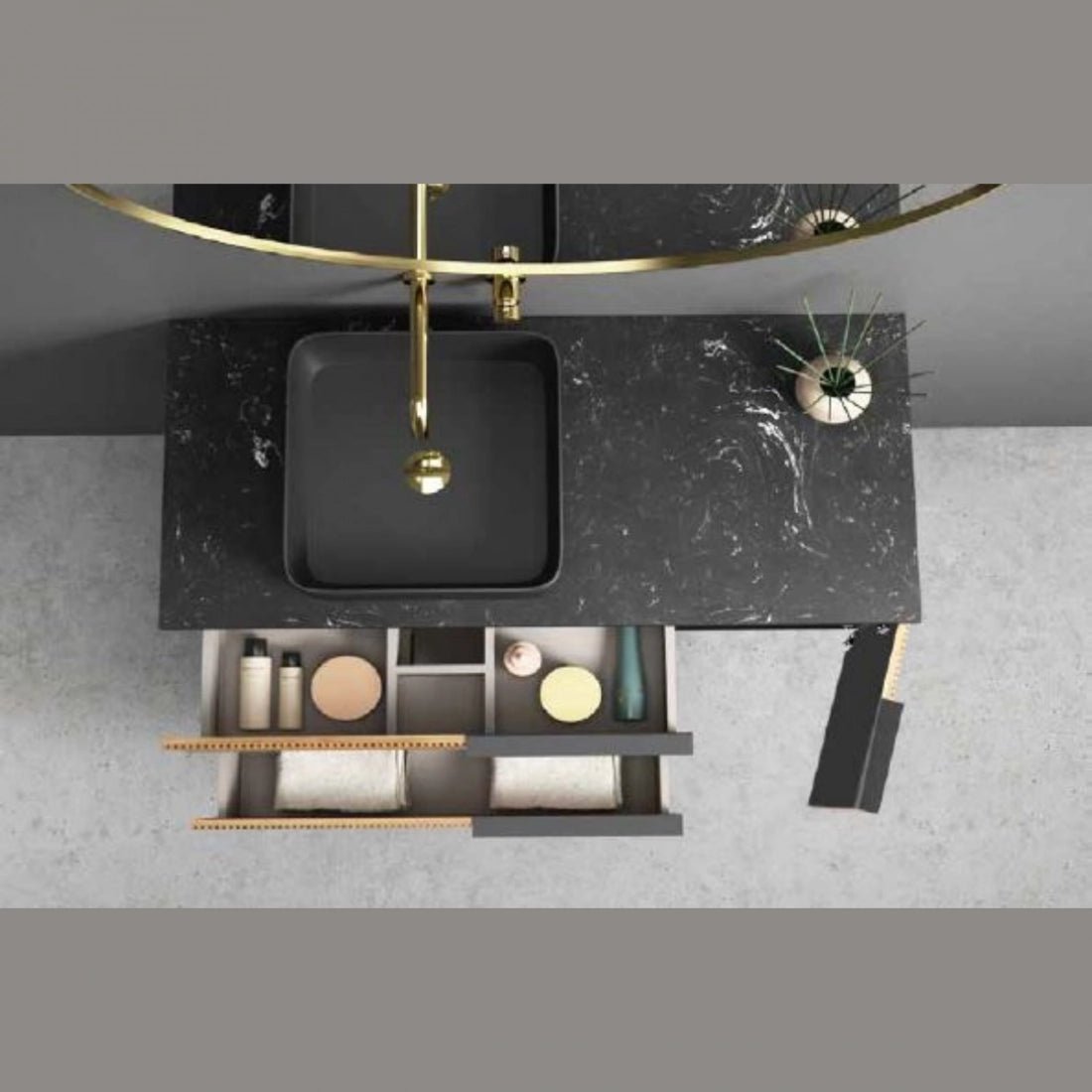 Encimera de piedra para mueble Piedra Lux Negro marquina