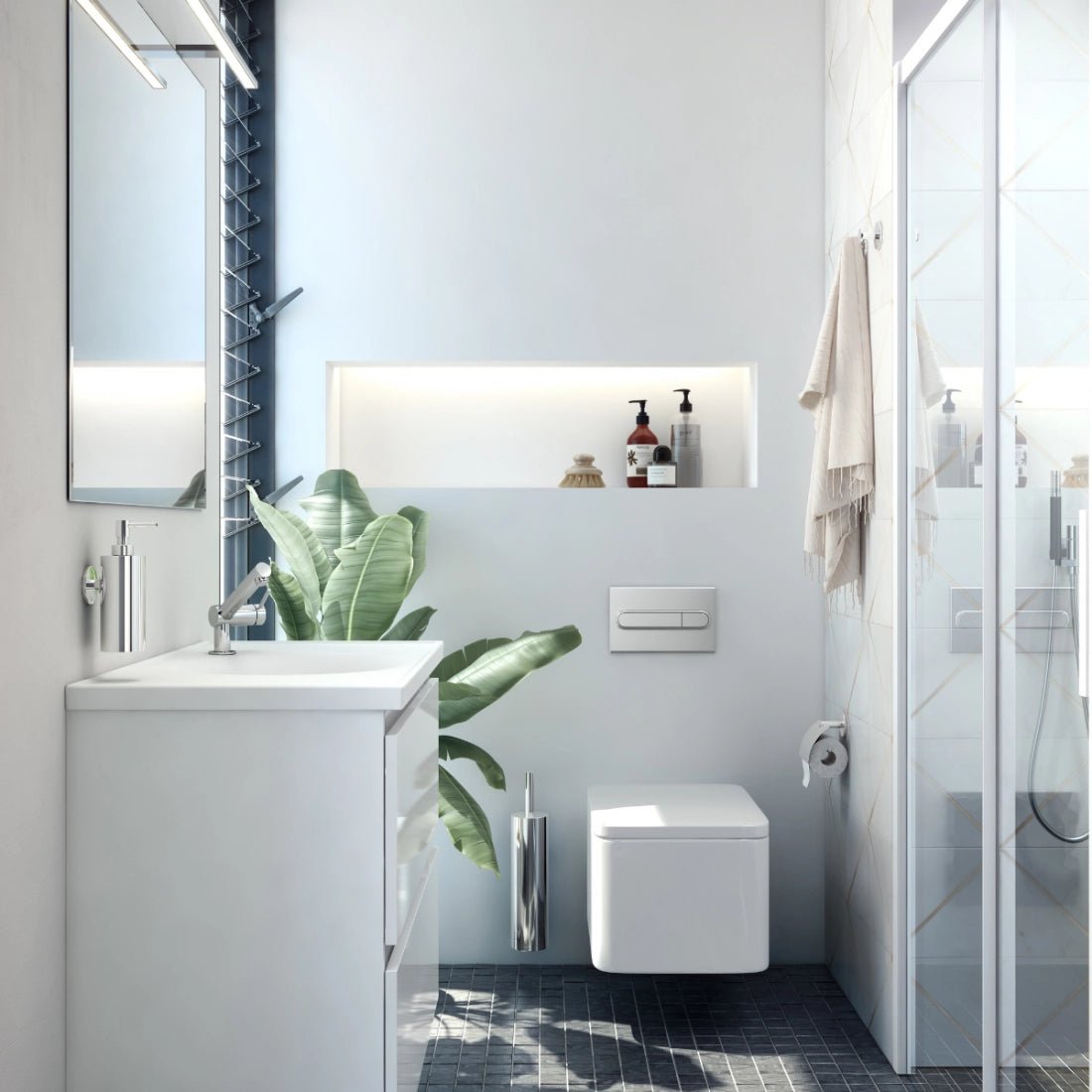 Escobillero de baño de pared Duo square