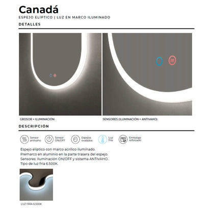 Espejo baño marco iluminado Canadá - Thebath