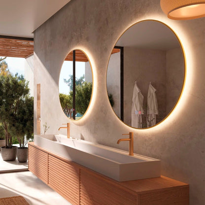 Espejo baño retroiluminado Fun oro cepillado - Thebath